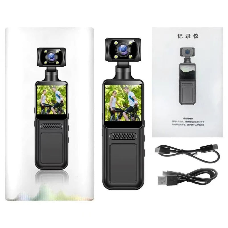 Mini Action Camera, Pocket Camera with 330° Rotating Lens & Face Tracking