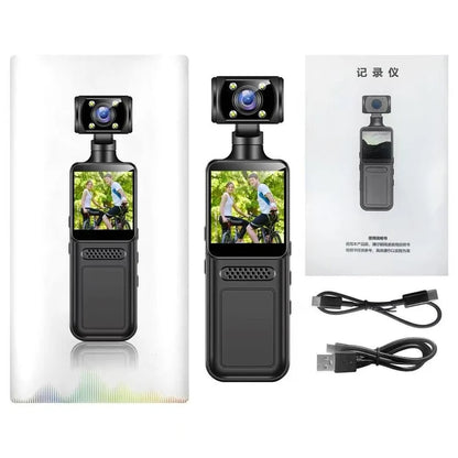 Mini Action Camera, Pocket Camera with 330° Rotating Lens & Face Tracking