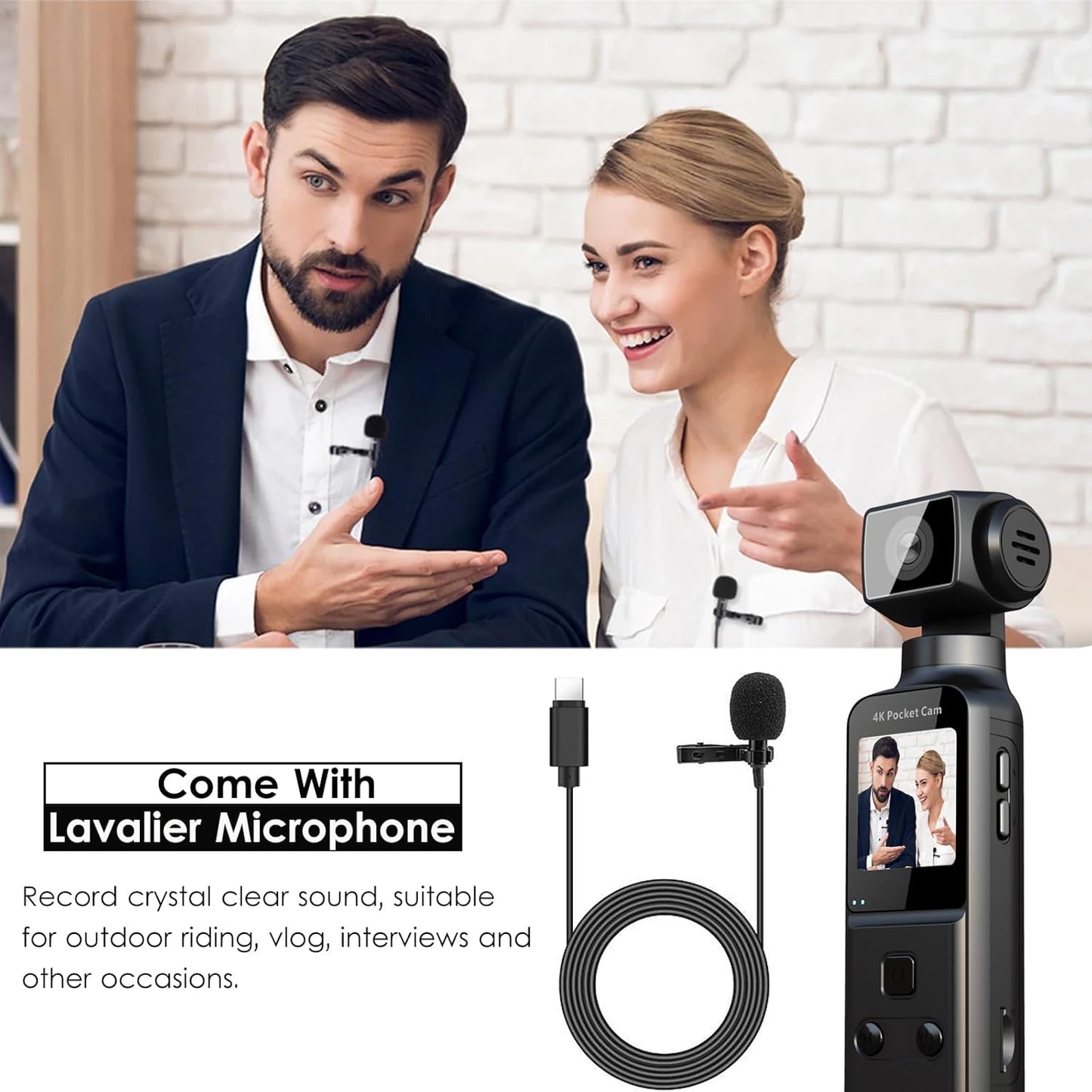 Mini Action Camera, Pocket Camera with 330° Rotating Lens & Face Tracking