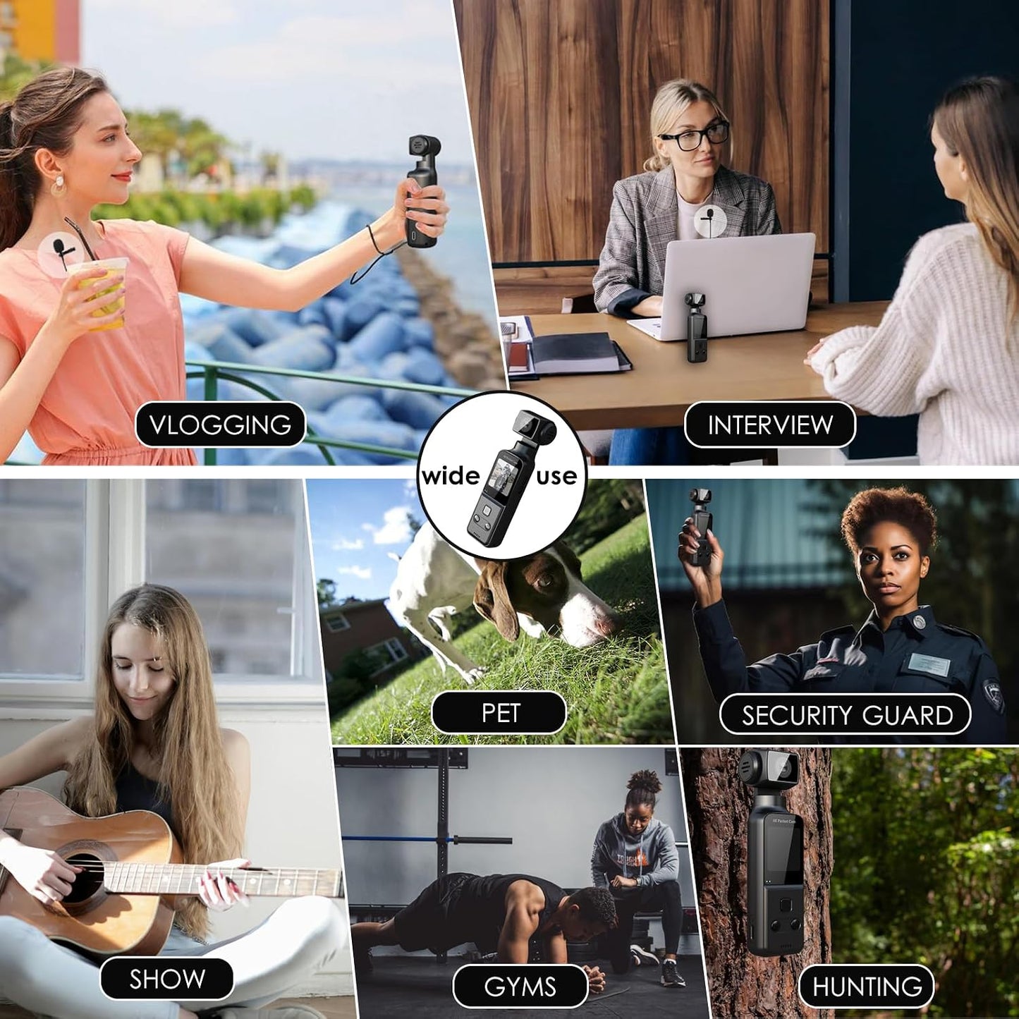 Mini Action Camera, Pocket Camera with 330° Rotating Lens & Face Tracking